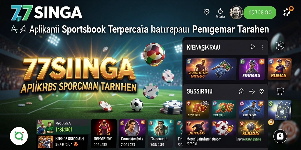 Tampilan antarmuka aplikasi 77SINGA dengan fitur taruhan olahraga.
