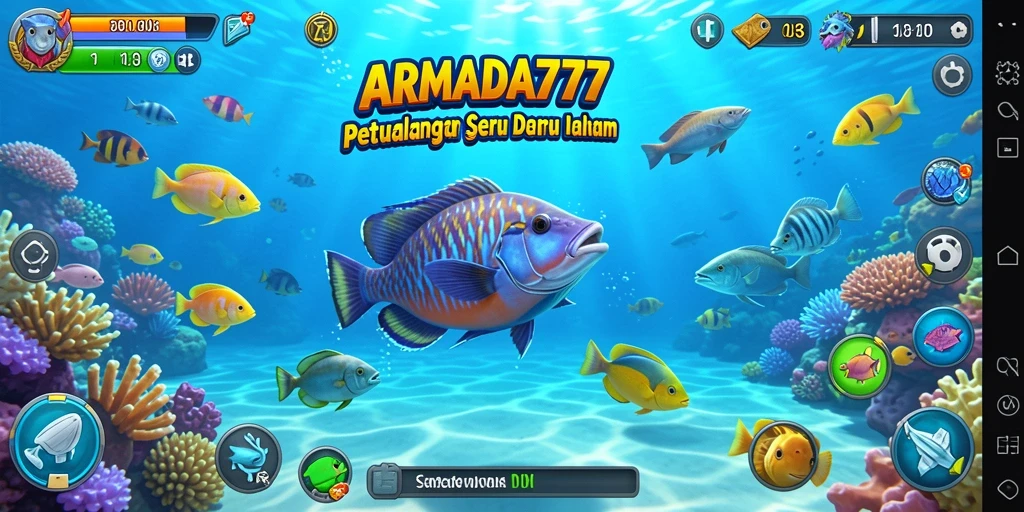 Tangkapan layar yang menunjukkan aksi seru dalam game Tembak Ikan.