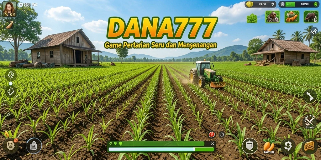 Screenshot utama DANA777 menampilkan gameplay pertanian yang menarik dan interaktif.