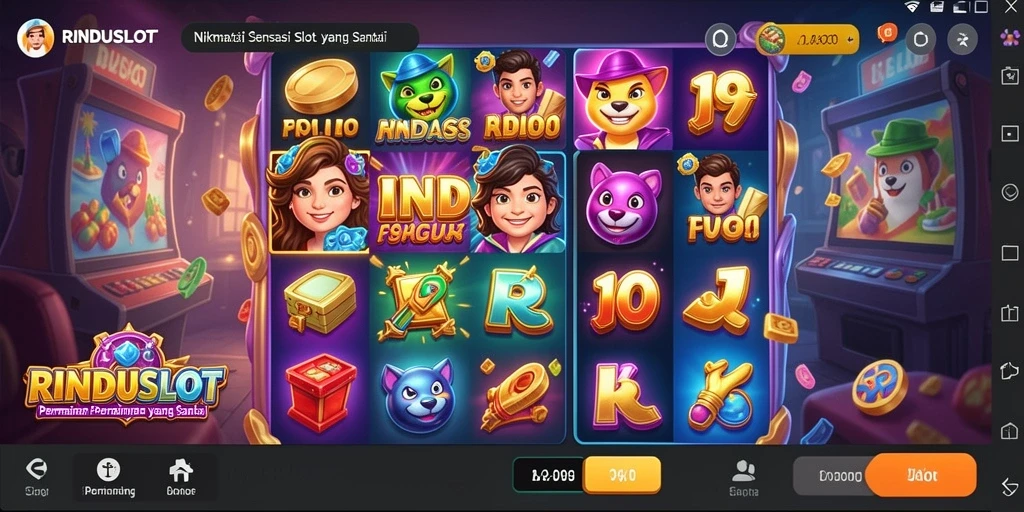 Screenshot menunjukkan gameplay seru RINDUSLOT dengan grafis menarik.
