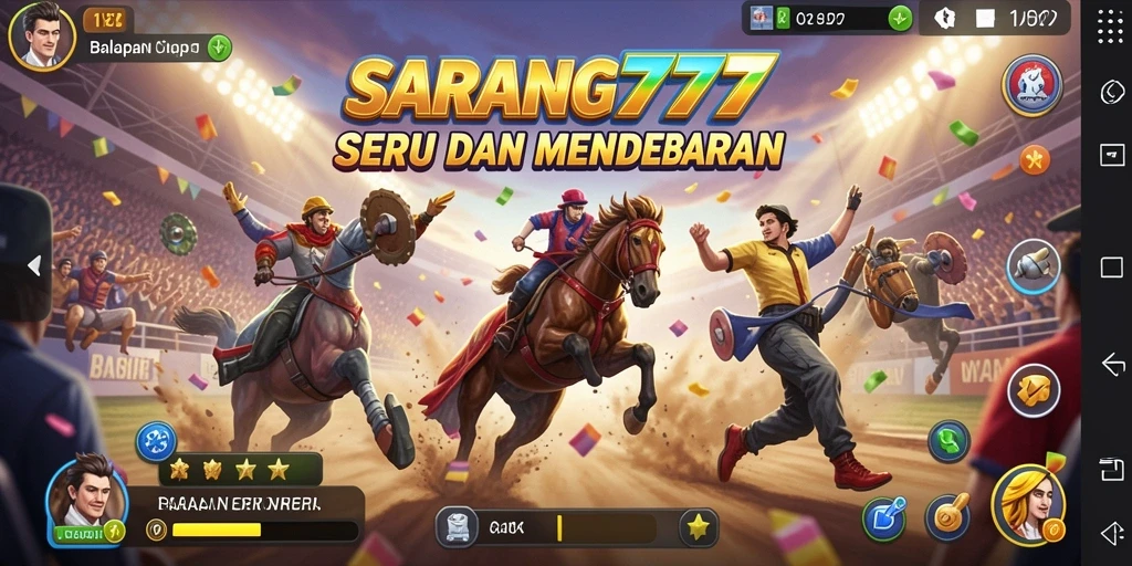 Screenshot yang menunjukkan aksi balapan mendebarkan dalam SARANG777.