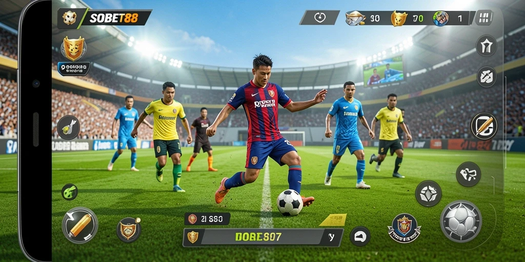 Tangkapan layar gameplay <strong>SOBET88</strong> yang mendebarkan dengan aksi sepak bola nyata.